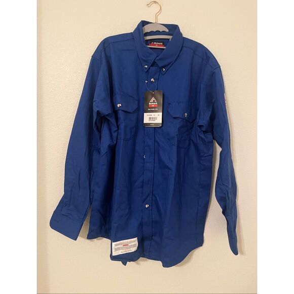 Bulwark Men's Midweight FR Dress Uniform Shirt in Royal Blue NEW NWT - Picture 3 of 8